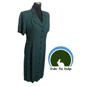 90s SL Fashions Green Check Midi Sheath Dress Sz 8 grunge retro gingham indie